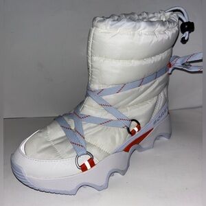 Sorel‎ Kinetic Puffy Waterproof Ski Snow Boots 9 White Gray  Cold Weather Gear